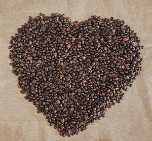 High angle view of coffee beans