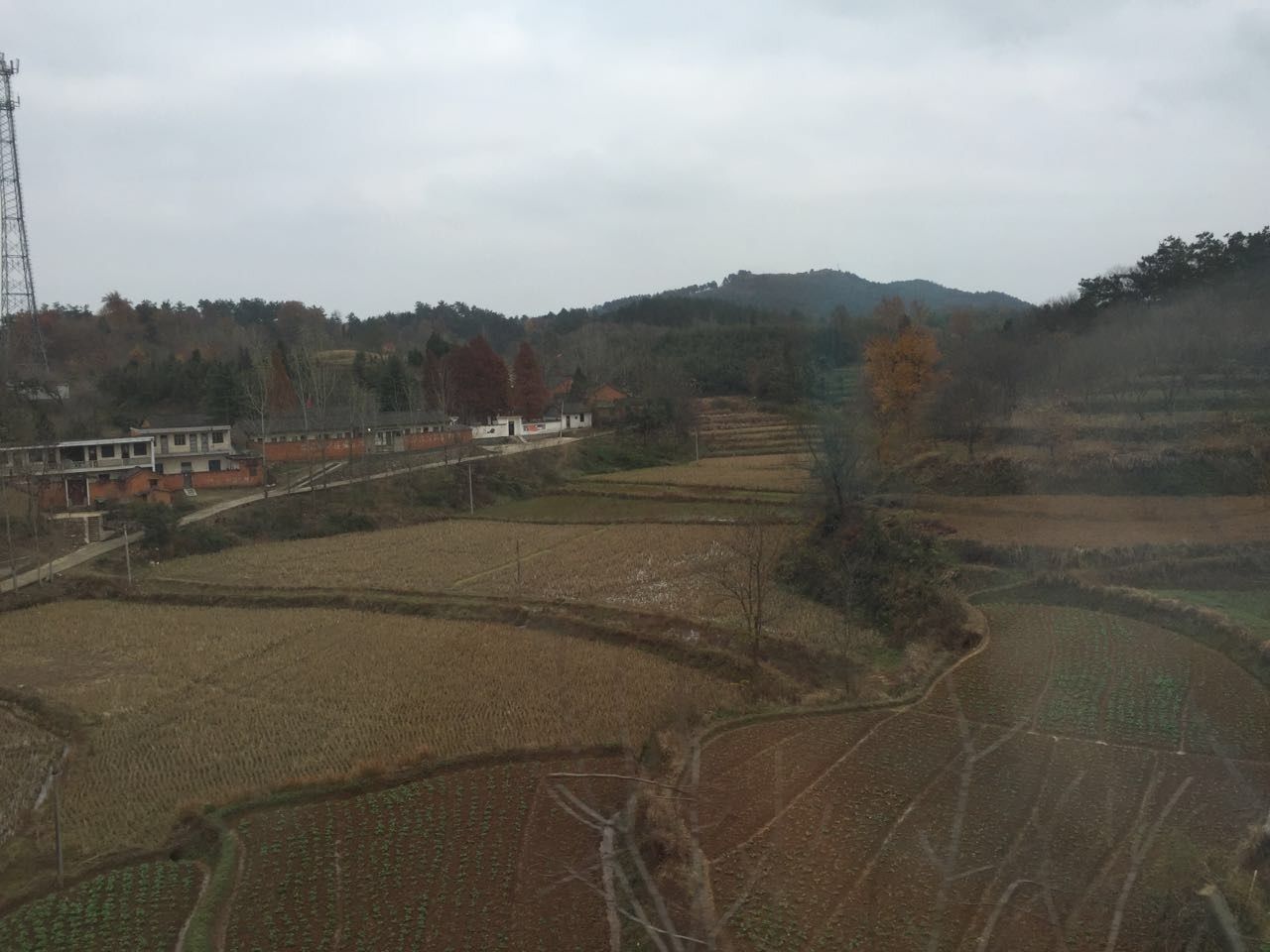 landscape, tranquil scene, tranquility, sky, scenics, field, agriculture, rural scene, road, nature, beauty in nature, mountain, transportation, farm, tree, the way forward, high angle view, remote, dirt road, non-urban scene