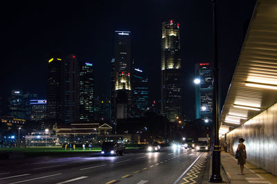 City lit up at night