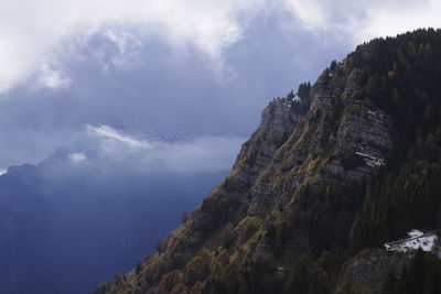 Low angle view of mountain against sky