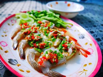 Close-up of meal served in plate on table