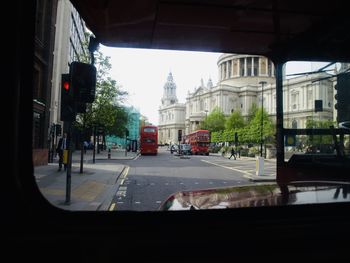 City street seen through glass