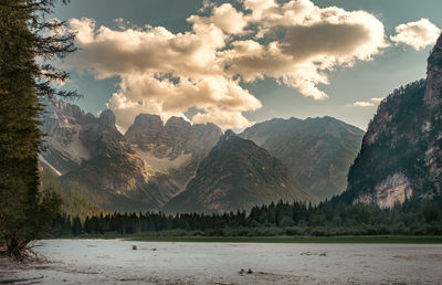 Scenic view of mountains against sky