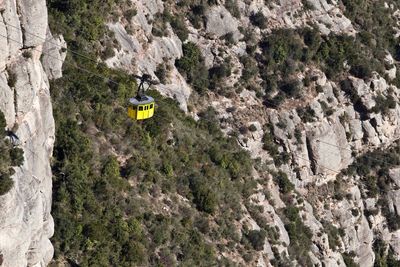 High angle view of road amidst rocky mountains