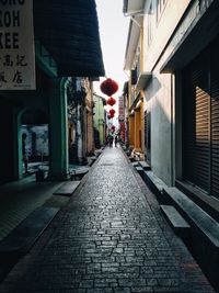 Narrow alley along buildings