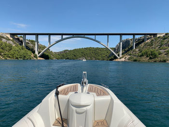 Bridge over river against sky