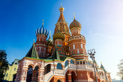 Low angle view of temple building against sky