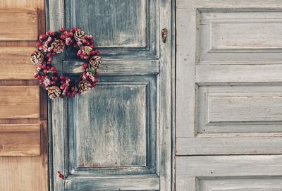 Wreath on wooden door