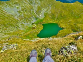 Low section of person wearing shoes on land