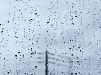 Full frame shot of raindrops on glass window