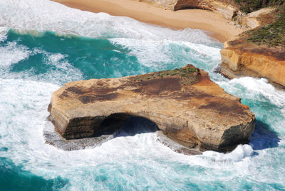 Rock formation in sea