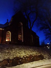 Low angle view of illuminated built structure