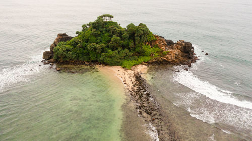 Top view of small island in the ocean. sri lanka.
