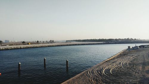 Scenic view of sea against clear sky