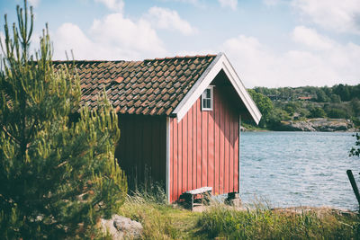 House by sea against sky