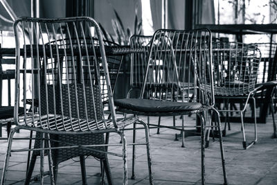 Empty chairs in cafe