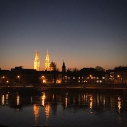 View of illuminated city at night