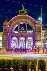 Illuminated building at night