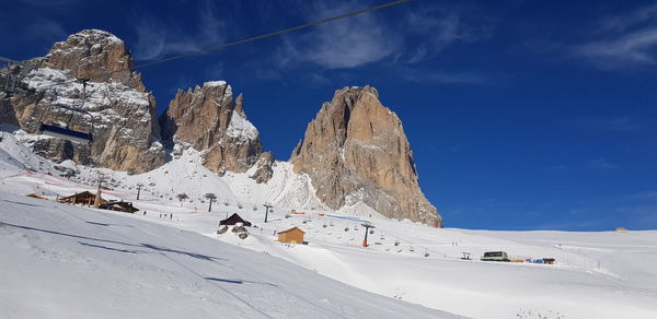 Panoramic view of snowcapped mountains against sky