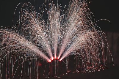 Firework display at night