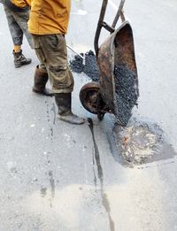 Low section of man working