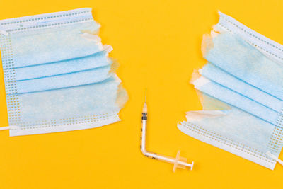 High angle view of pen on table