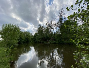 Scenic view of lake against sky