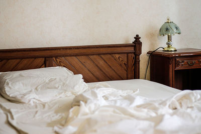 White curtain on bed at home