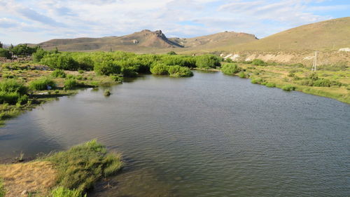 Scenic view of lake against sky