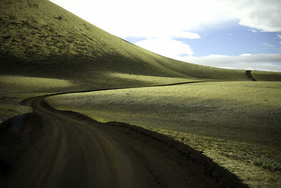 Scenic view of land against sky