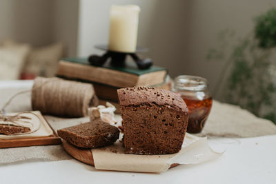 Close-up of cake on table