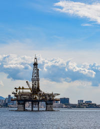 Offshore oil industry exploration platform in guanabara bay, rio de janeiro, brazil