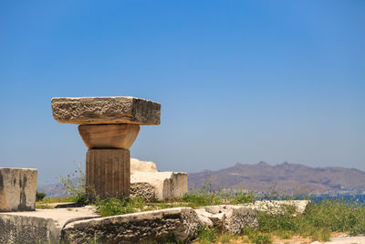 Old ruins against clear blue sky