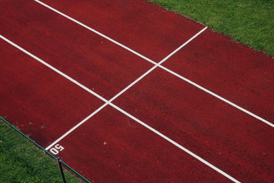 High angle view of running track