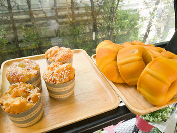 High angle view of food on table