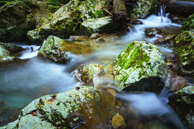 Autumn at kesselfallklamm creek waterfalls in semriach region graz, styria.