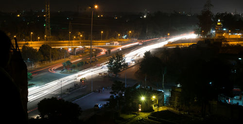 Traffic on city street at night