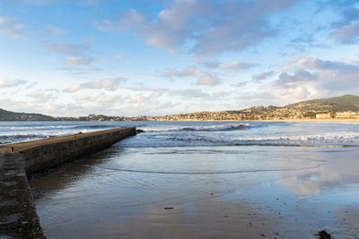 View of panxon from the breakwater of playa america in nigran. galicia - spain