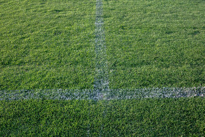 High angle view of soccer field