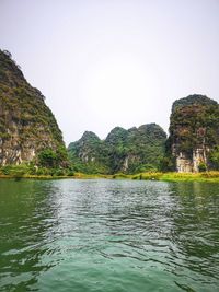 Scenic view of lake against clear sky