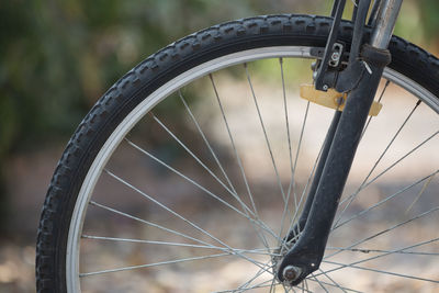 Close-up of bicycle wheel