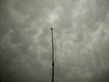 Low angle view of electricity pylon against sky