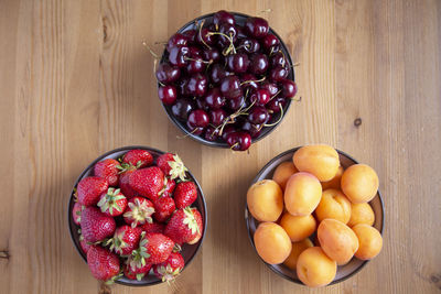 High angle view of fruits on table