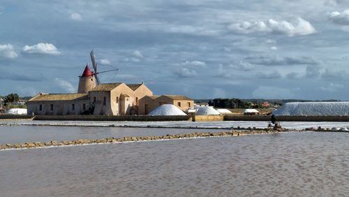 View of river against cloudy sky