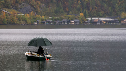 Boats in sea during autumn