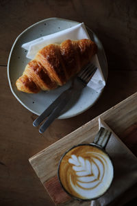 High angle view of breakfast on table