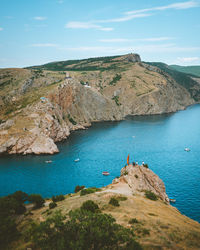 High angle view of beach against sky