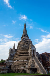 Facade of wat yai chai mongkhon against sky