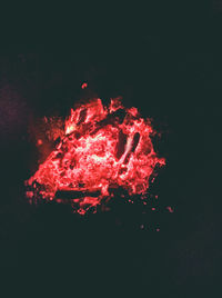 Close-up of fire in the dark