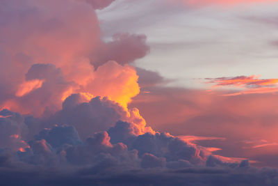 Low angle view of dramatic sky during sunset